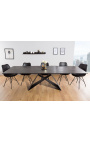 "Promise" dining table in black steel and lava ceramic top 180-220-260