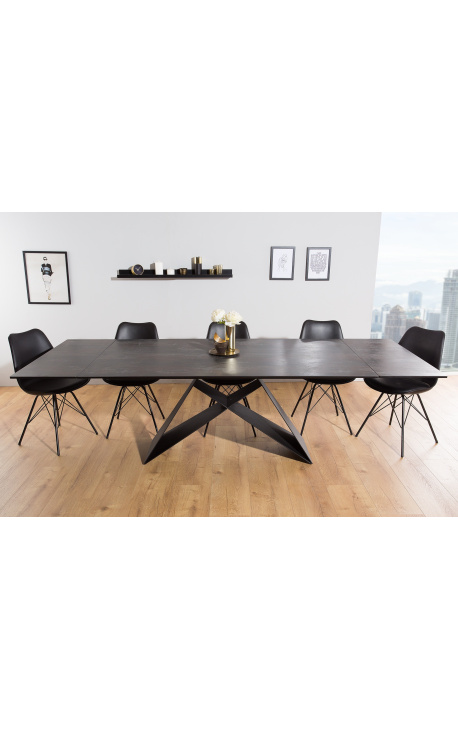 Promesa mesa de comedor en acero negro y lava cerámica superior 180-220-260