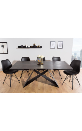 &quot;Löfte&quot; matbord i svart stål och lava keramisk topp 180-220-260