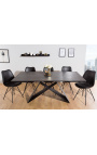 "Löfte" matbord i svart stål och lava keramisk topp 180-220-260