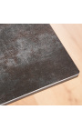 Taula de menjador "Promise" d'acer negre i tapa de ceràmica lava 180-220-260