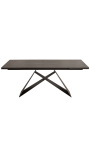 "Promise" dining table in black steel and lava ceramic top 180-220-260
