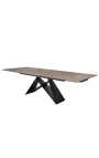 "Löfte" matbord i svart stål och rostig look keramisk topp 180-220-260