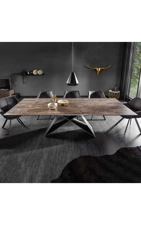 "Sľub" jedálenský stôl v čiernej ocele a hrdze vyzerajú keramické top180-220-260