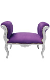 Baroko Louis XV Siaubo violetinė aksomo audinio ir sidabro mediena - 9