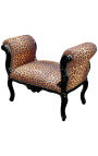 Barroco Louis XV leopardo banco tela y madera negra