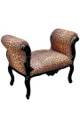 Barroco Louis XV leopardo banco tela y madera negra