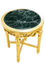 Кръгла странична маса от зелен мрамор в стил Луи XVI с позлатено дърво