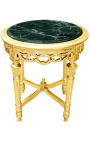 Кръгла странична маса от зелен мрамор в стил Луи XVI с позлатено дърво