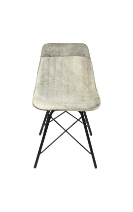Grey cowhide &quot;Nalia B&quot; dining chair