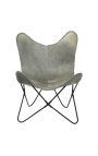 Fauteuil "Papillon" en peau de vache gris