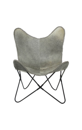"Kretenici" stolica u sivoj kravljinoj koži
