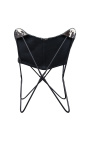 Fauteuil "Papillon" en peau de vache noir et blanc