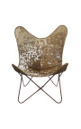 "Butterfly" armchair in brown and white cowhide