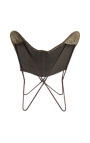 Fauteuil "Papillon" en peau de vache marron et blanc