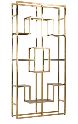 Storage cabinet "Maya" gold-plated stainless steel and glass shelves