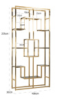 Storage cabinet "Maya" gold-plated stainless steel and glass shelves