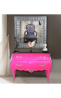 Baroque chest of drawers (commode) of style Louis XV pink and black top with 2 drawers