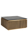 Table basse carrée HERMIA avec plateau en marbre noir et laiton doré