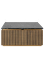 Quadratischer Couchtisch HERMIA mit schwarzer Marmorplatte und goldenem Messing