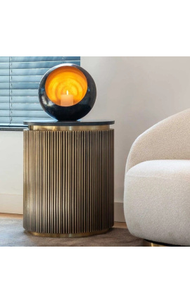 HERMIA side table with black marble top and golden brass
