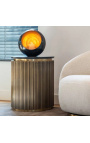 HERMIA side table with black marble top and golden brass