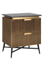 HERMIA bedside table with black marble top and golden brass