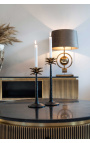 HERMIA TV unit with black marble top and golden brass