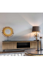 HERMIA TV unit with black marble top and golden brass