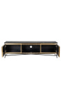 HERMIA Mobile TV con piano in marmo nero e ottone dorato