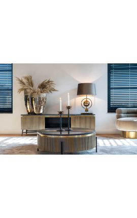 HERMIA TV unit with black marble top and golden brass