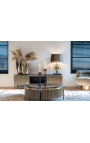 HERMIA TV unit with black marble top and golden brass