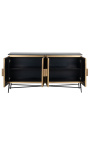 Credenza HERMIA con piano in marmo nero e ottone dorato