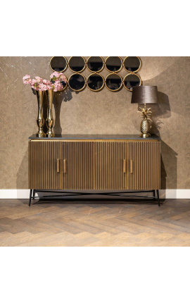 Credenza HERMIA con piano in marmo nero e ottone dorato