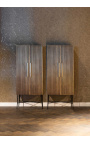 HERMIA storage cabinet with black marble top and golden brass
