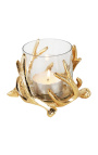 Zlatá hliníková svíčka s dekorací jelenových rohů 17 cm