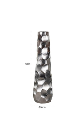 Large cylindrical vase with several facets in aluminum