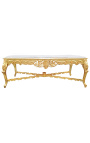 Very large dining table wooden baroque gold leaf and white marble