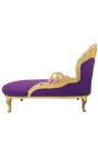 Große Barock-Chaiselongue aus violettem Samtstoff und goldfarbenem Holz