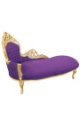 Chaise longue barroc gran de teixit de vellut malva i fusta daurada