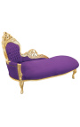 Große Barock-Chaiselongue aus violettem Samtstoff und goldfarbenem Holz