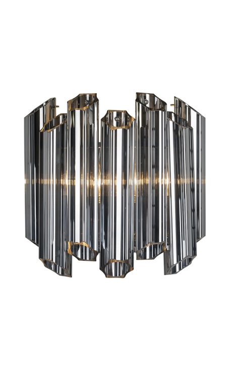 "Lesavi" wall lamp in smoked glass and metal inspired by Art Deco