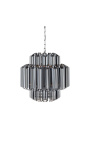 "Lesavi" chandelier i røyket glass og metall inspirert av Art-Deco