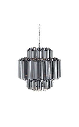 "Lesavi" chandelier i rökt glas och metall inspirerad av Art-Deco