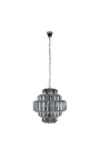 Grande lampadario "Lesavi" in vetro fumè e metallo di ispirazione Art-Deco