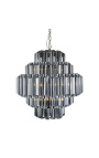 Stor "Lesavi" chandelier i røyket glass og metall inspirert av Art-Deco