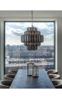 Grande lampadario "Lesavi" in vetro fumè e metallo di ispirazione Art-Deco
