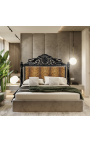 Tăblie de pat baroc cu țesătură cu model leopard și lemn negru