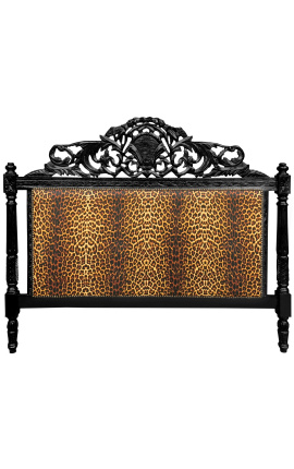 Placa de cama barroca con tela de leopardo y madera negra