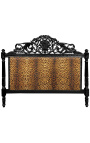 Baroque bed headboard with leopard pattern fabric and black wood